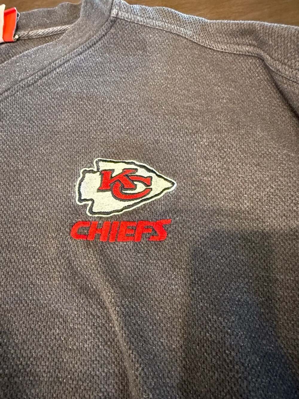 Vintage NFL Kansas City Chiefs Waffle Knit Sweatshirt Size L - Picture 3 of 5